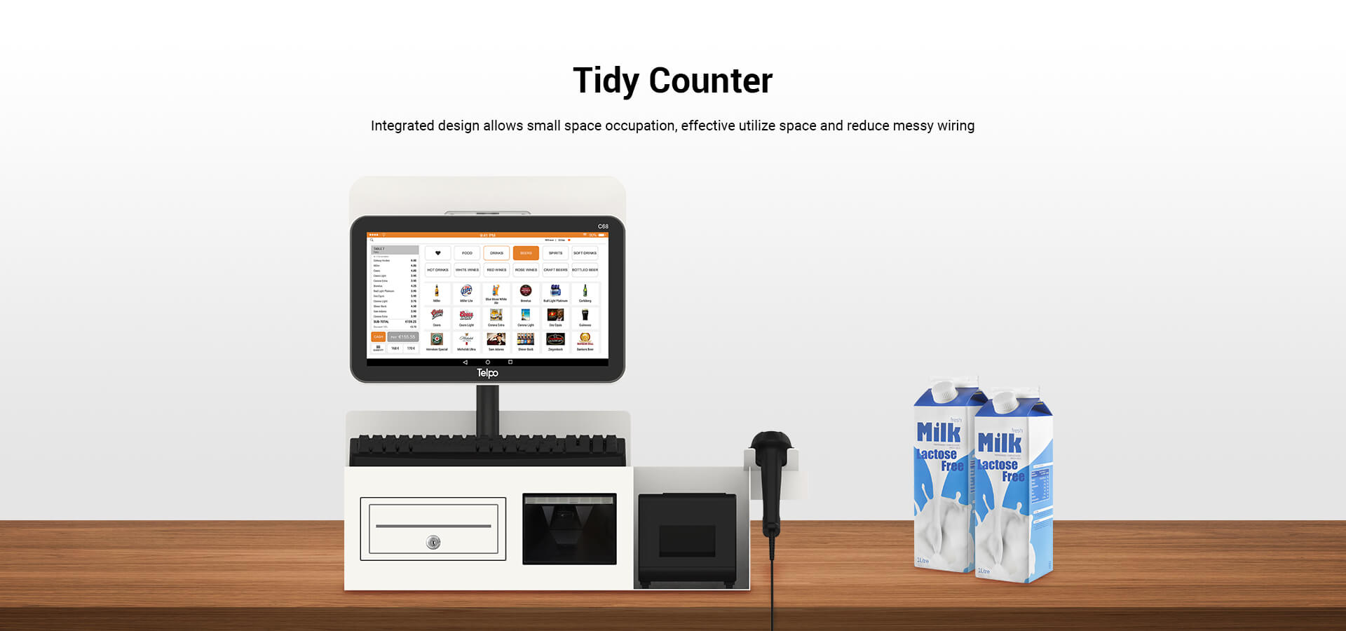 Telpo C68 integrated cash register counter Tidy counter
